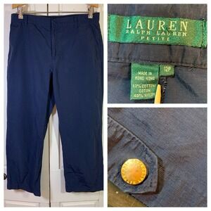 Lauren Ralph Lauren Utility Pants Women 12P Blue Ripstop Adjustable Snap Hem‎